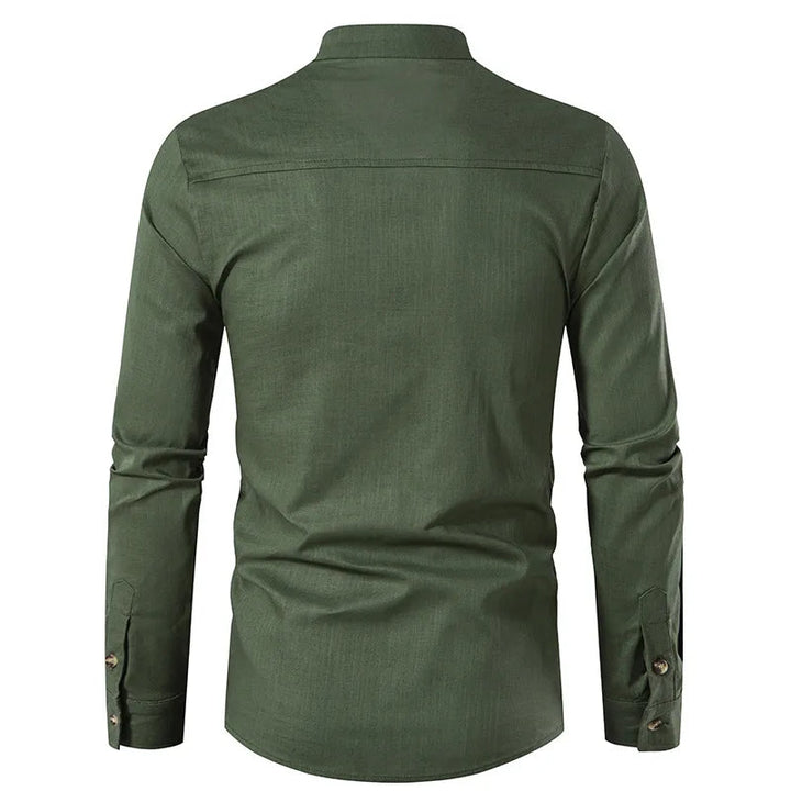 Chemise en Lin à Col Henley" can be rewritten as "Chemise en Lin avec Col Henley.