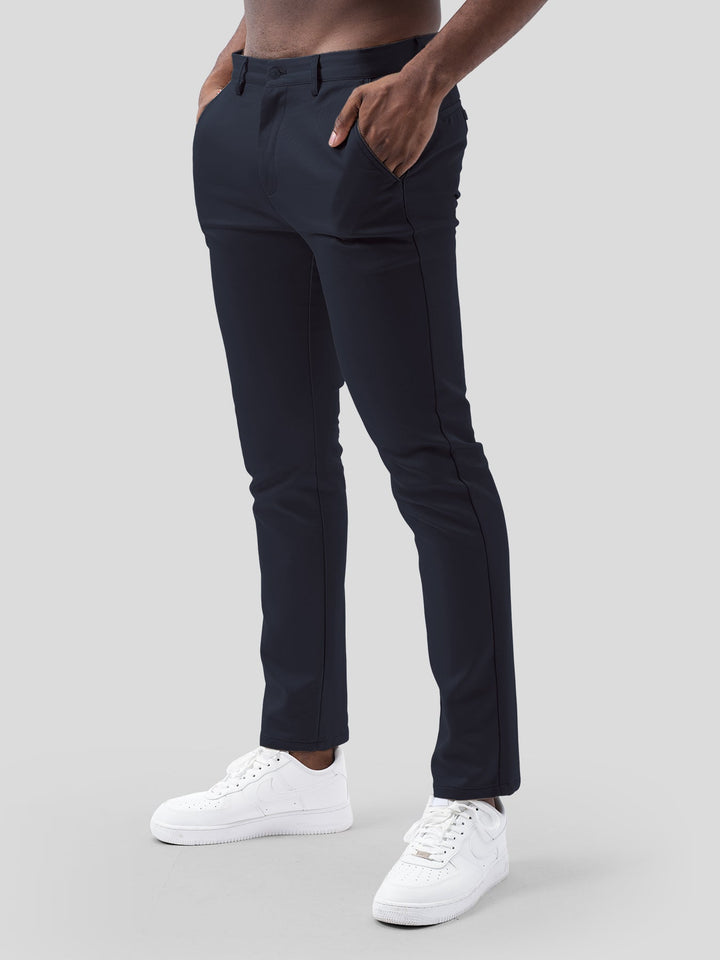 Pantalons Chino en Sateen de Coton Élastique pour le Bureau et les Voyages