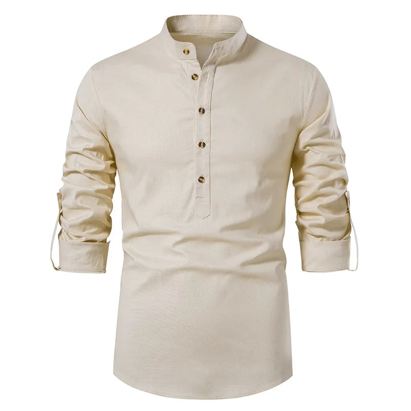 Chemise en Lin à Col Henley" can be rewritten as "Chemise en Lin avec Col Henley.