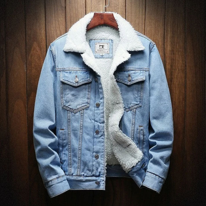 Veste en Denim Doublée en Laine Brunello