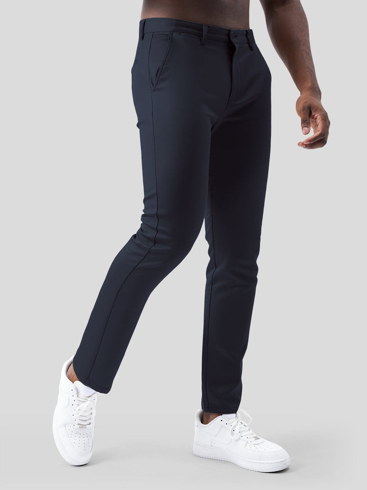 Pantalons Chino en Sateen de Coton Élastique pour le Bureau et les Voyages