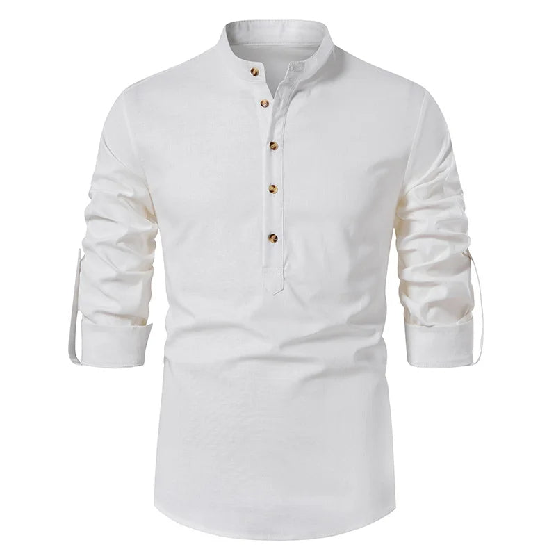 Chemise en Lin à Col Henley" can be rewritten as "Chemise en Lin avec Col Henley.