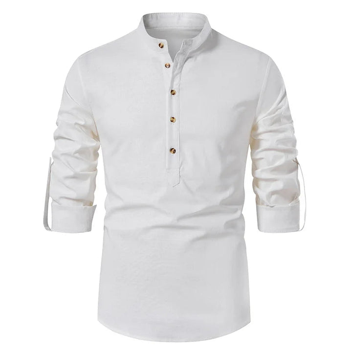 Chemise en Lin à Col Henley" can be rewritten as "Chemise en Lin avec Col Henley.